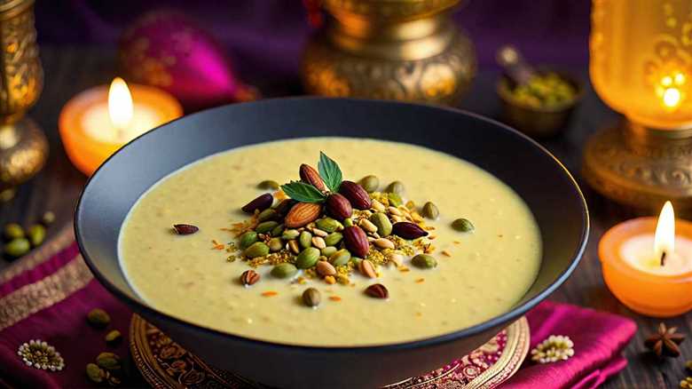 Luxurious Saffron Cardamom Kheer with Toasted Nuts